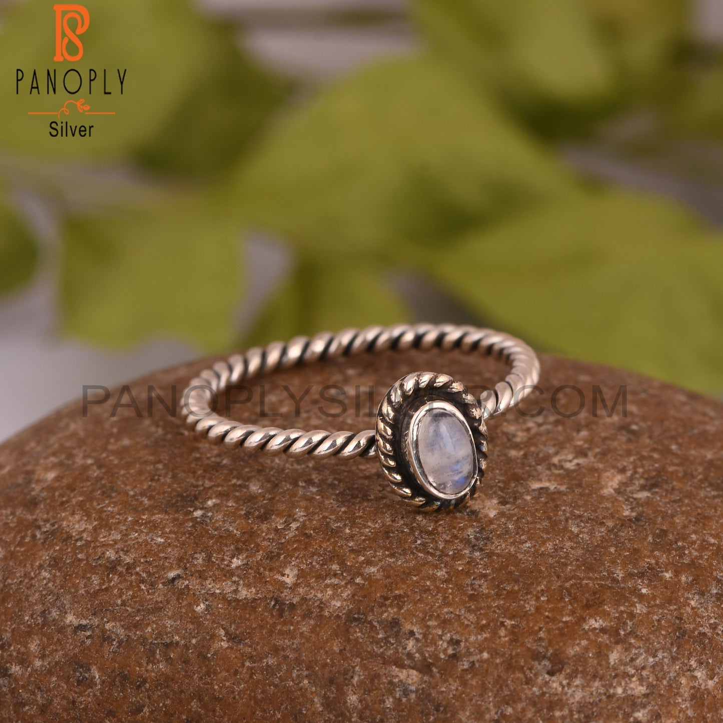 Natural Rainbow Moonstone Oval 925 Sterling Silver Ring
