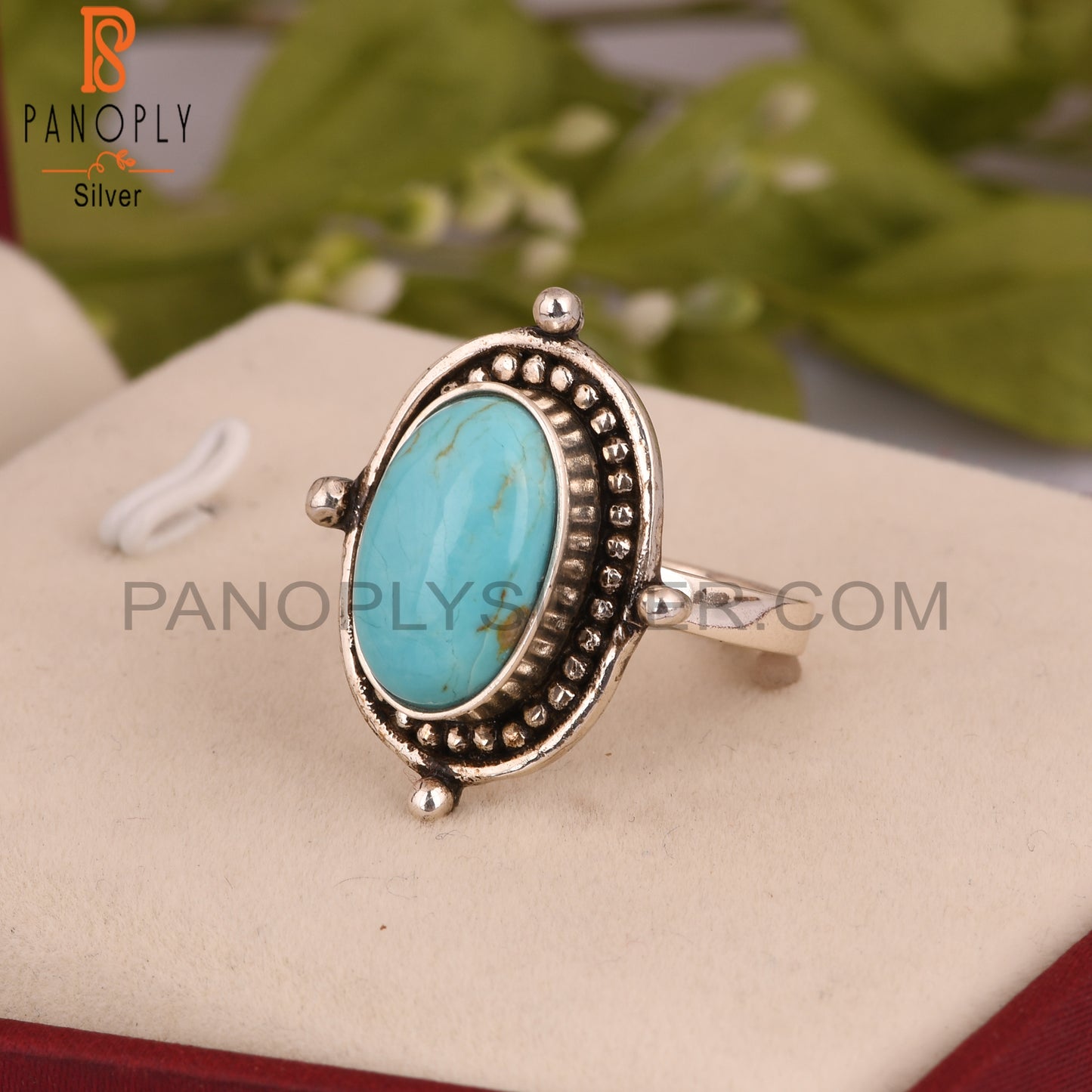Unique Kingman Turquoise Oval 925 Sterling Silver Ring