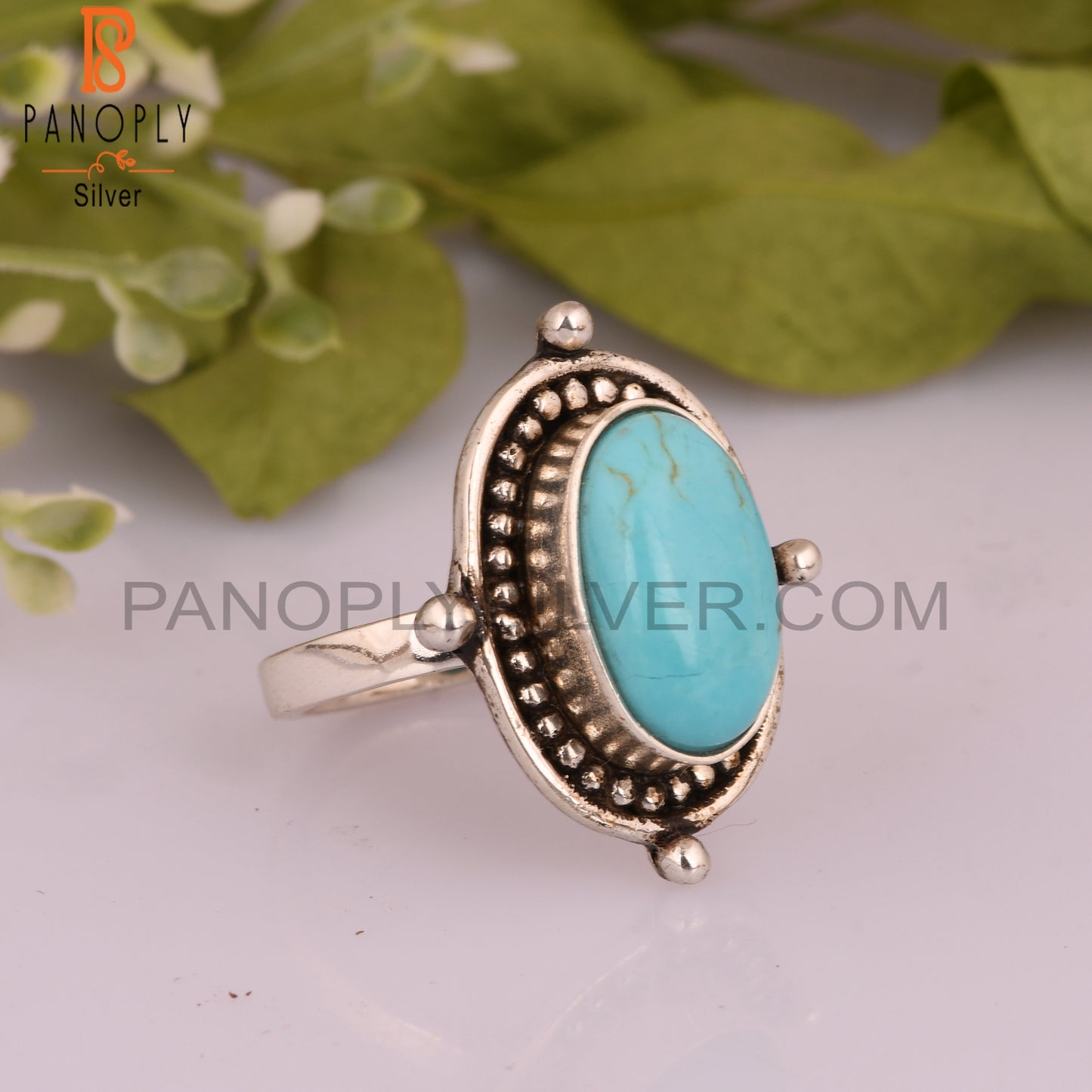 Unique Kingman Turquoise Oval 925 Sterling Silver Ring