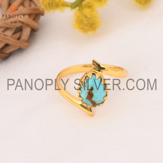 925 Quality Finding Kingman Turquoise By Pass Gold Rings