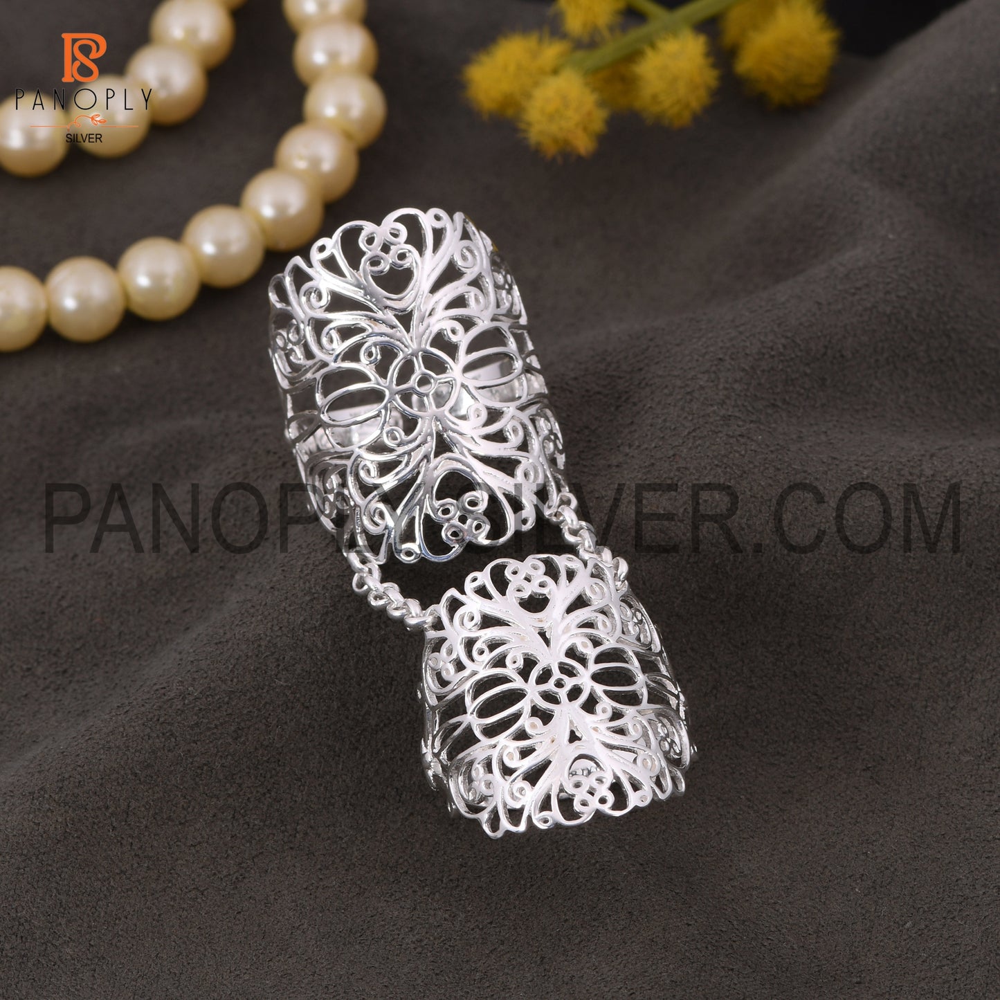 925 Silver Adjustable Full Finger Ring For Women