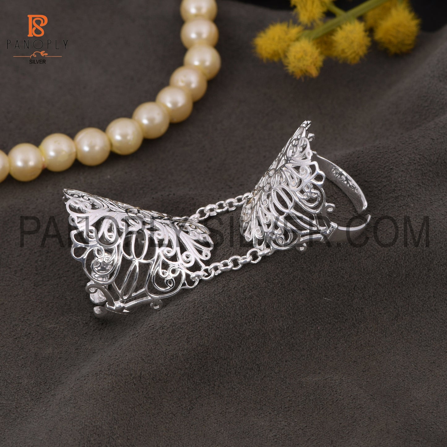 925 Silver Adjustable Full Finger Ring For Women