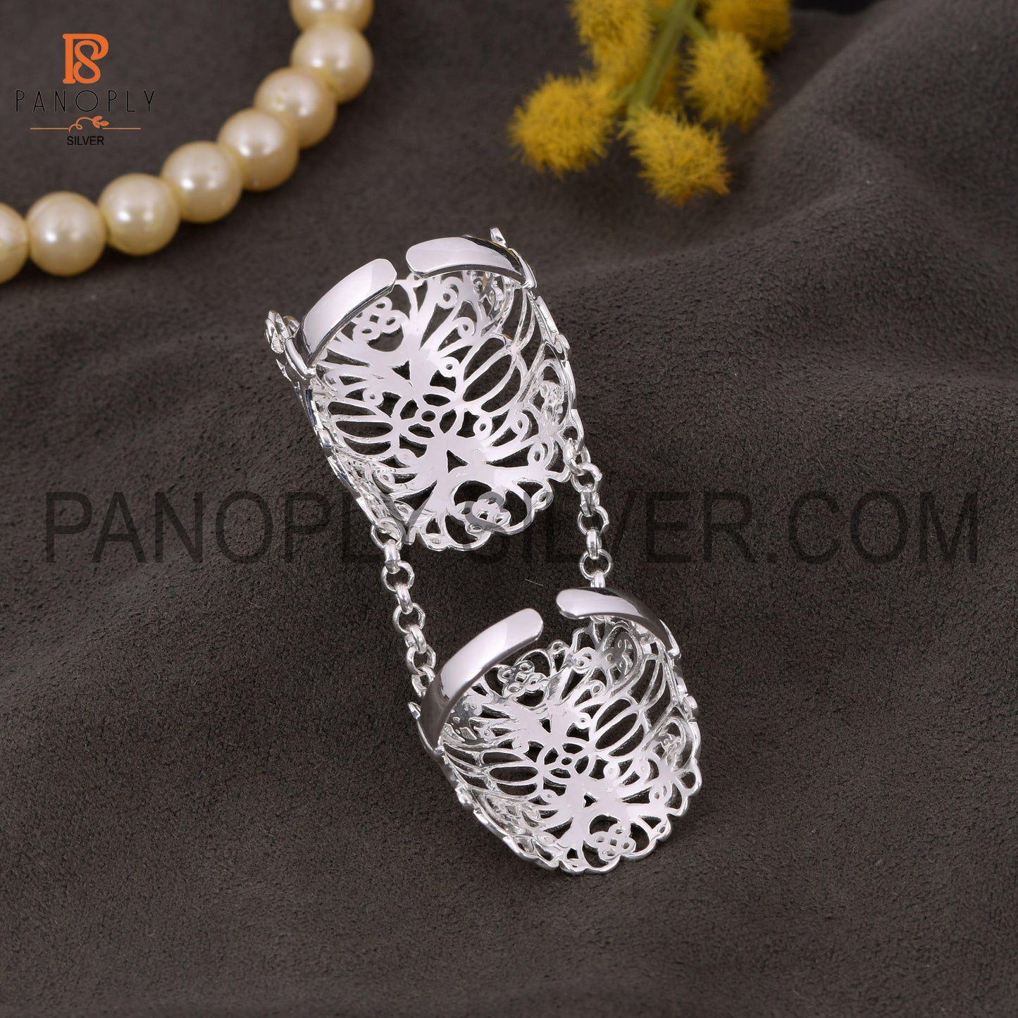 925 Silver Adjustable Full Finger Ring For Women