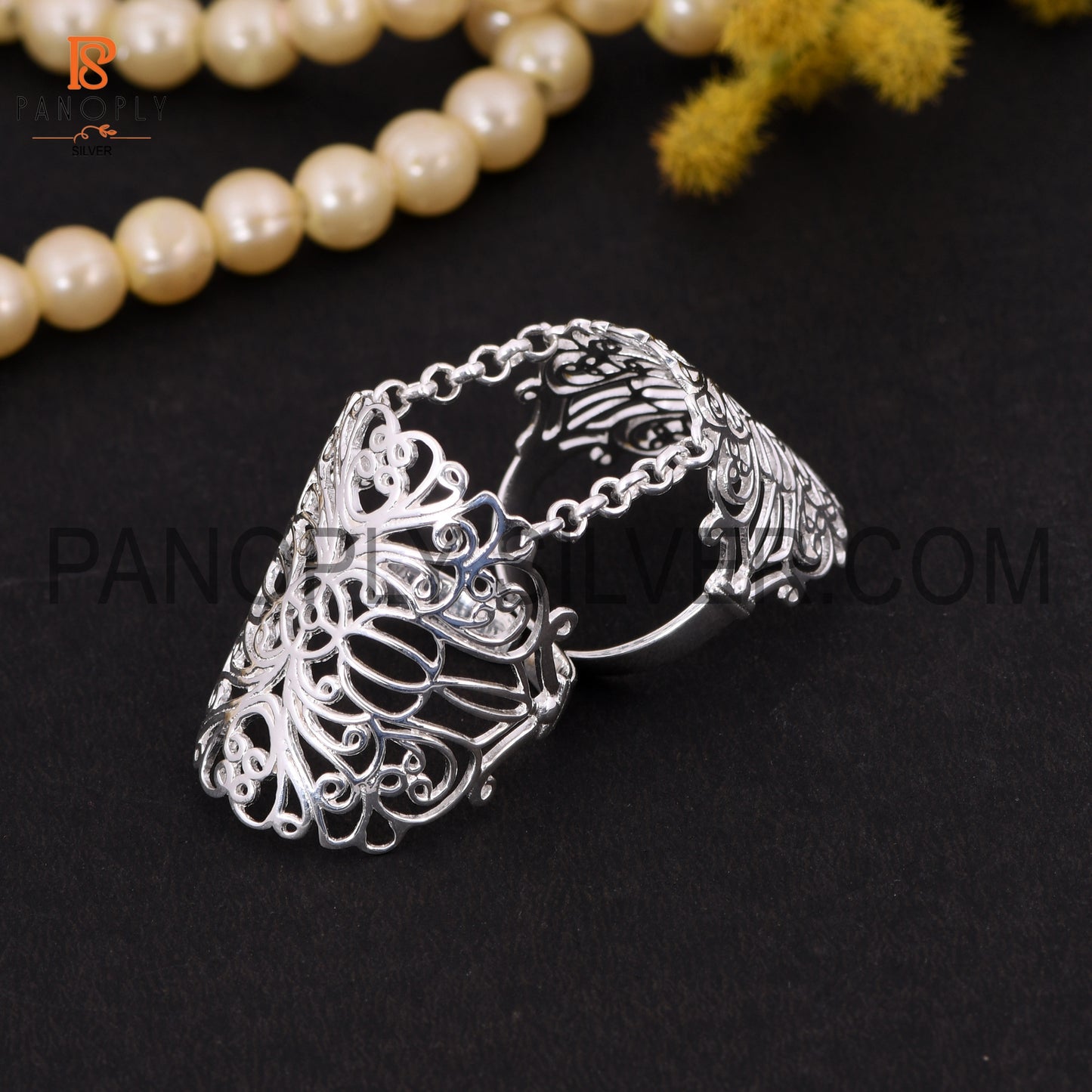 925 Silver Adjustable Full Finger Ring For Women