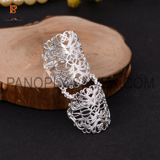 925 Silver Adjustable Full Finger Ring For Women