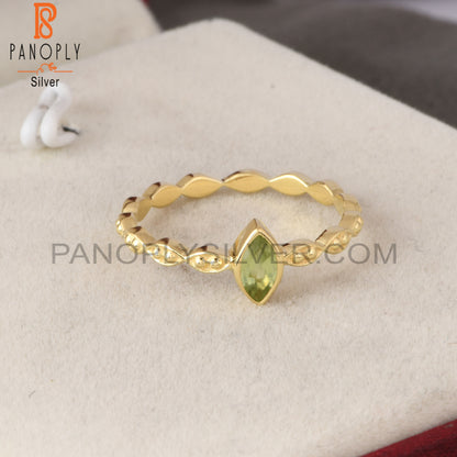 18K Gold Marquise Silver Peridot Marquise Cut Rings