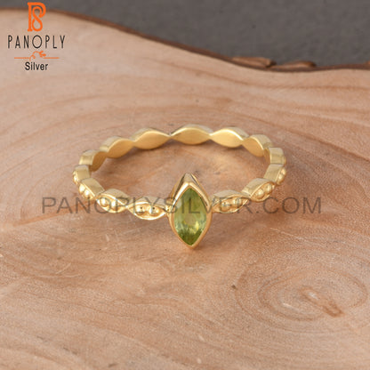 18K Gold Marquise Silver Peridot Marquise Cut Rings