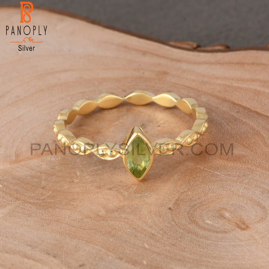 18K Gold Marquise Silver Peridot Marquise Cut Rings