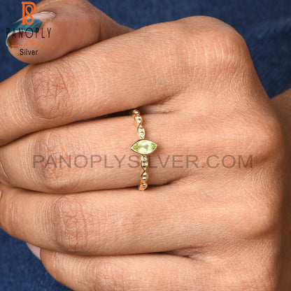 18K Gold Marquise Silver Peridot Marquise Cut Rings