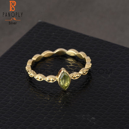 18K Gold Marquise Silver Peridot Marquise Cut Rings