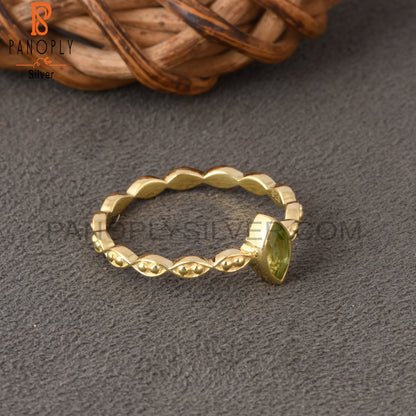 18K Gold Marquise Silver Peridot Marquise Cut Rings