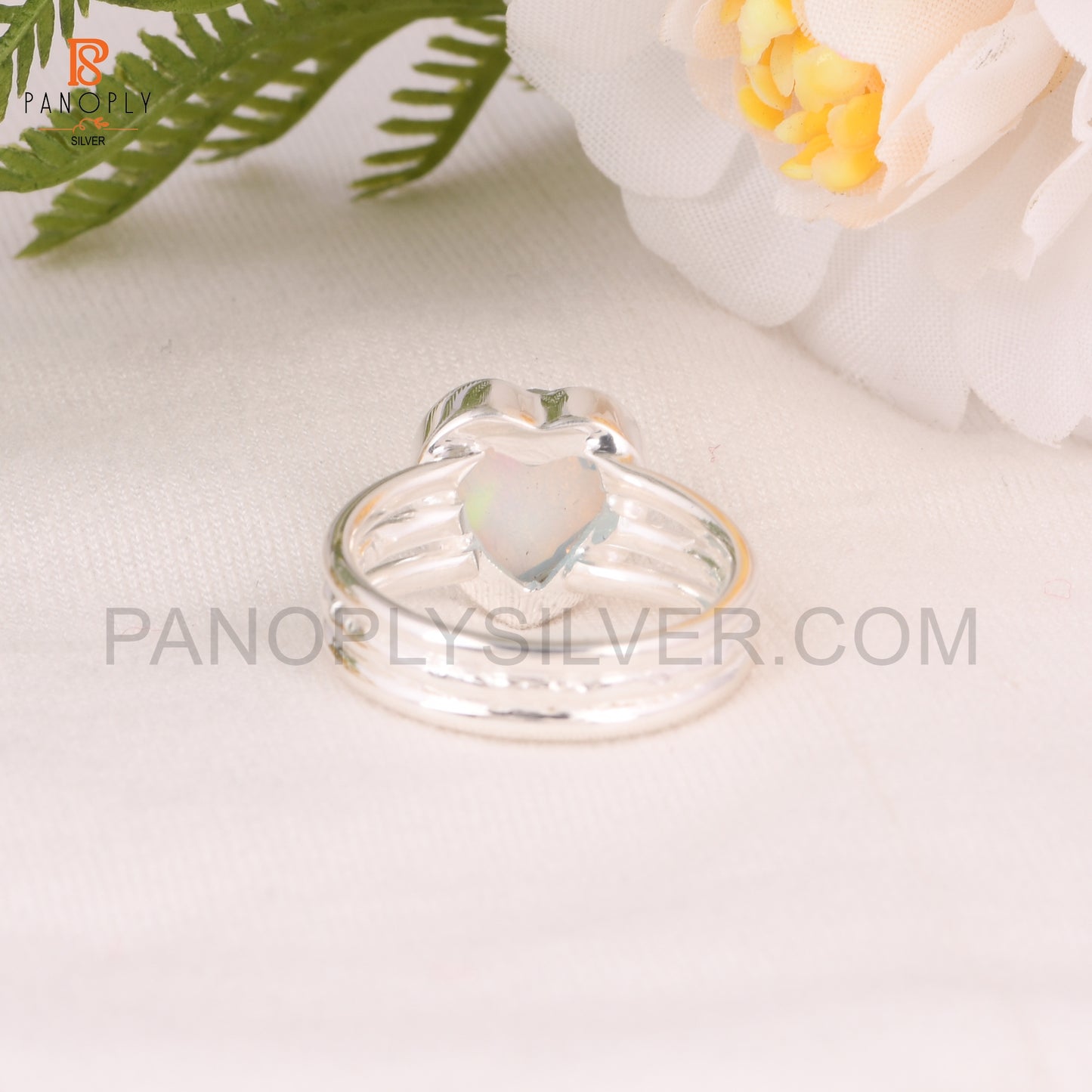 Aurora Opal Sky Doublet Heart 925 Silver Ring