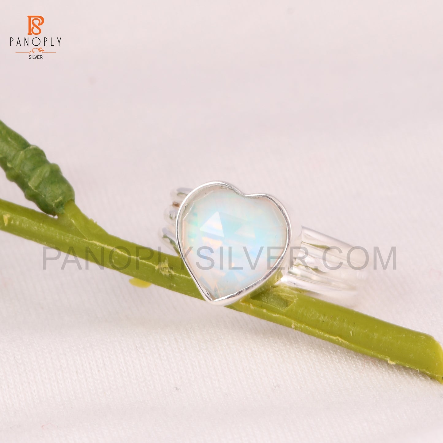 Aurora Opal Sky Doublet Heart 925 Silver Ring