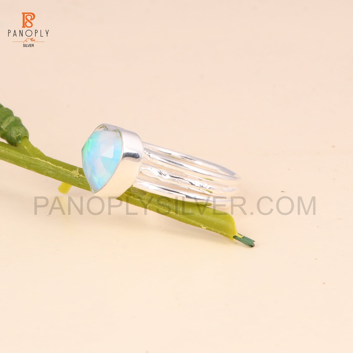 Aurora Opal Sky Doublet Heart 925 Silver Ring