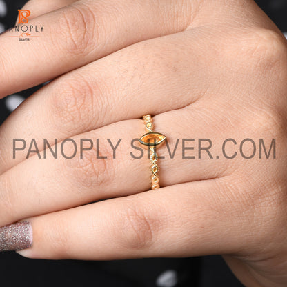 Citrine marquise 0.5 micron 18k gold plate twist ring