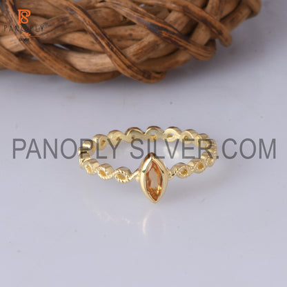 Citrine marquise 0.5 micron 18k gold plate twist ring
