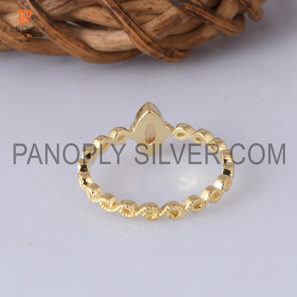 Citrine marquise 0.5 micron 18k gold plate twist ring