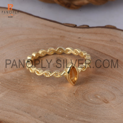 Citrine marquise 0.5 micron 18k gold plate twist ring