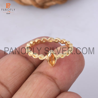 Citrine marquise 0.5 micron 18k gold plate twist ring