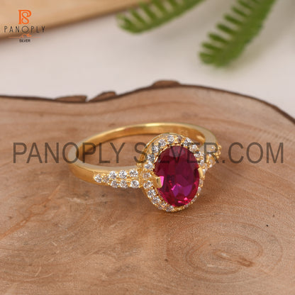 CZ Studded Lab Created Ruby Gem Hello Wedding Ring