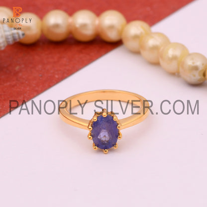 925 Quality Tanzanite Prong Set Gold Rings For Women