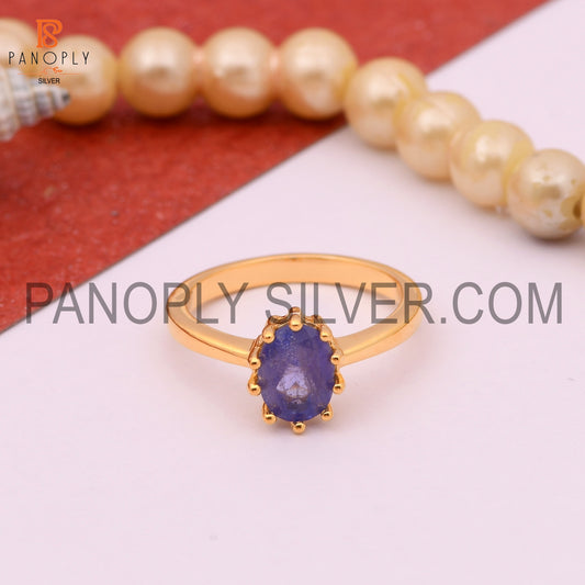 925 Quality Tanzanite Prong Set Gold Rings For Women