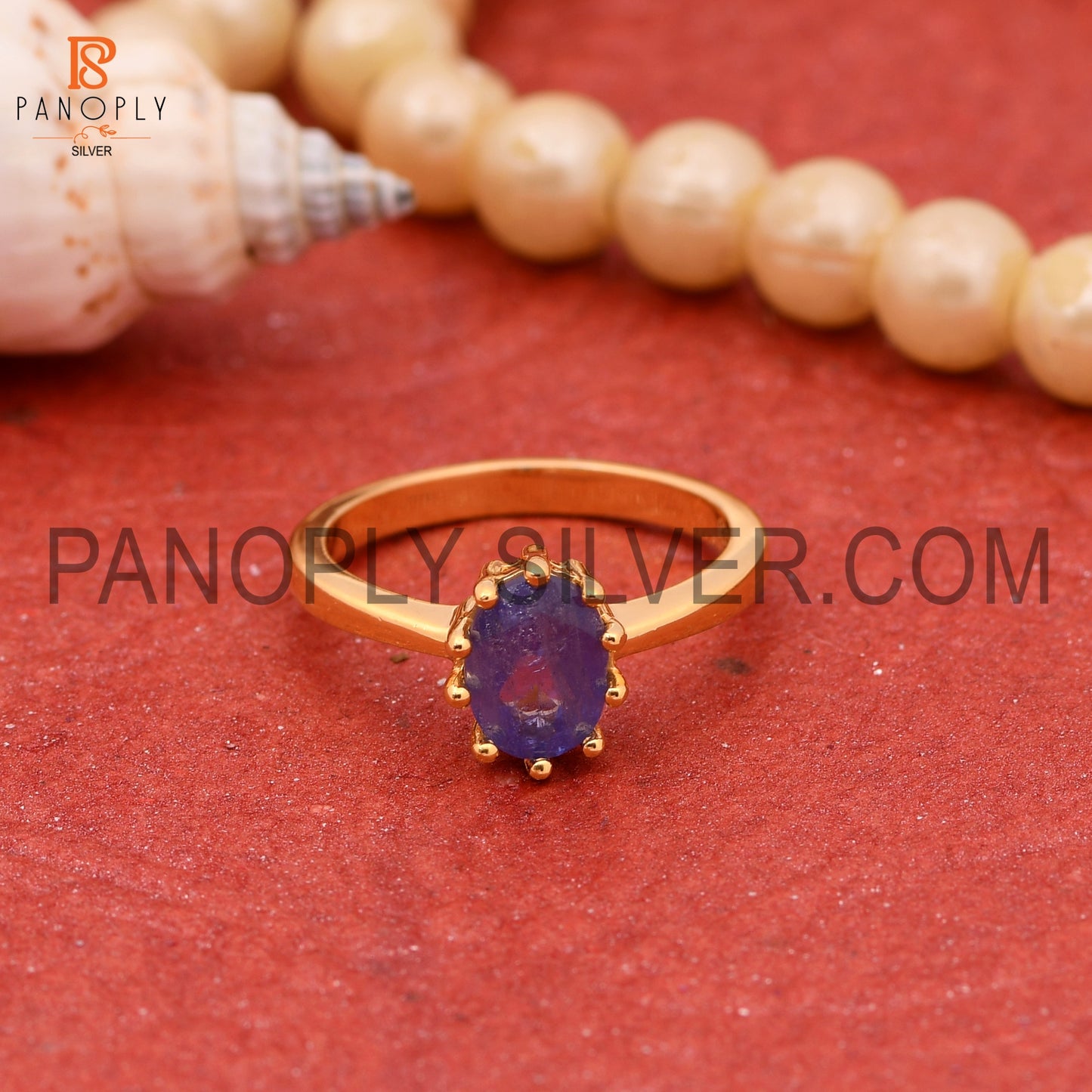 925 Quality Tanzanite Prong Set Gold Rings For Women