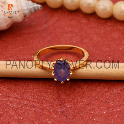 925 Quality Tanzanite Prong Set Gold Rings For Women