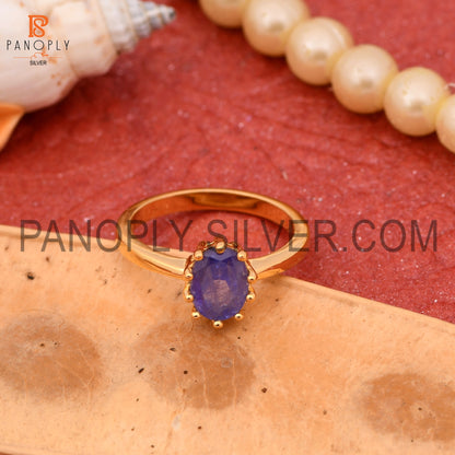 925 Quality Tanzanite Prong Set Gold Rings For Women