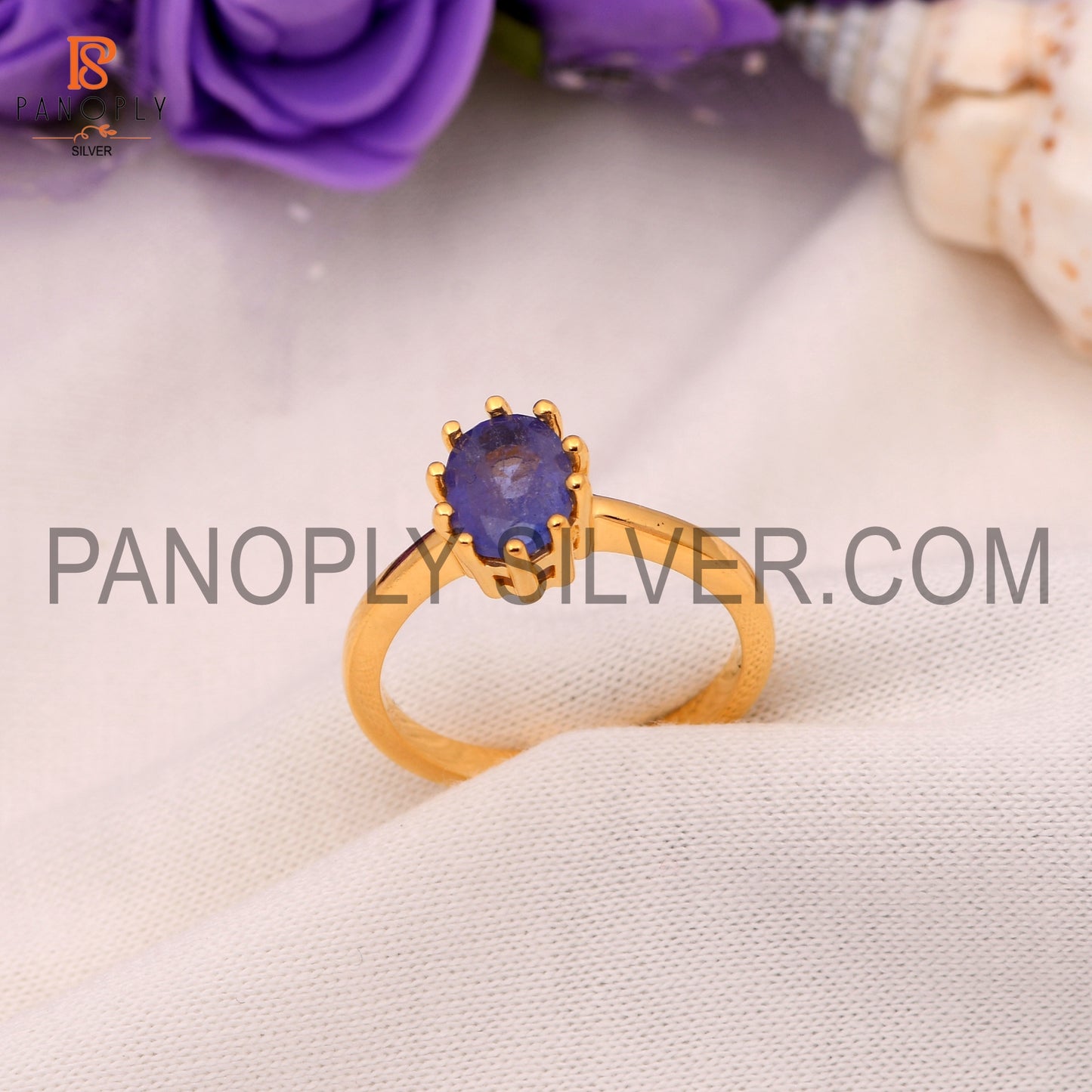 925 Quality Tanzanite Prong Set Gold Rings For Women