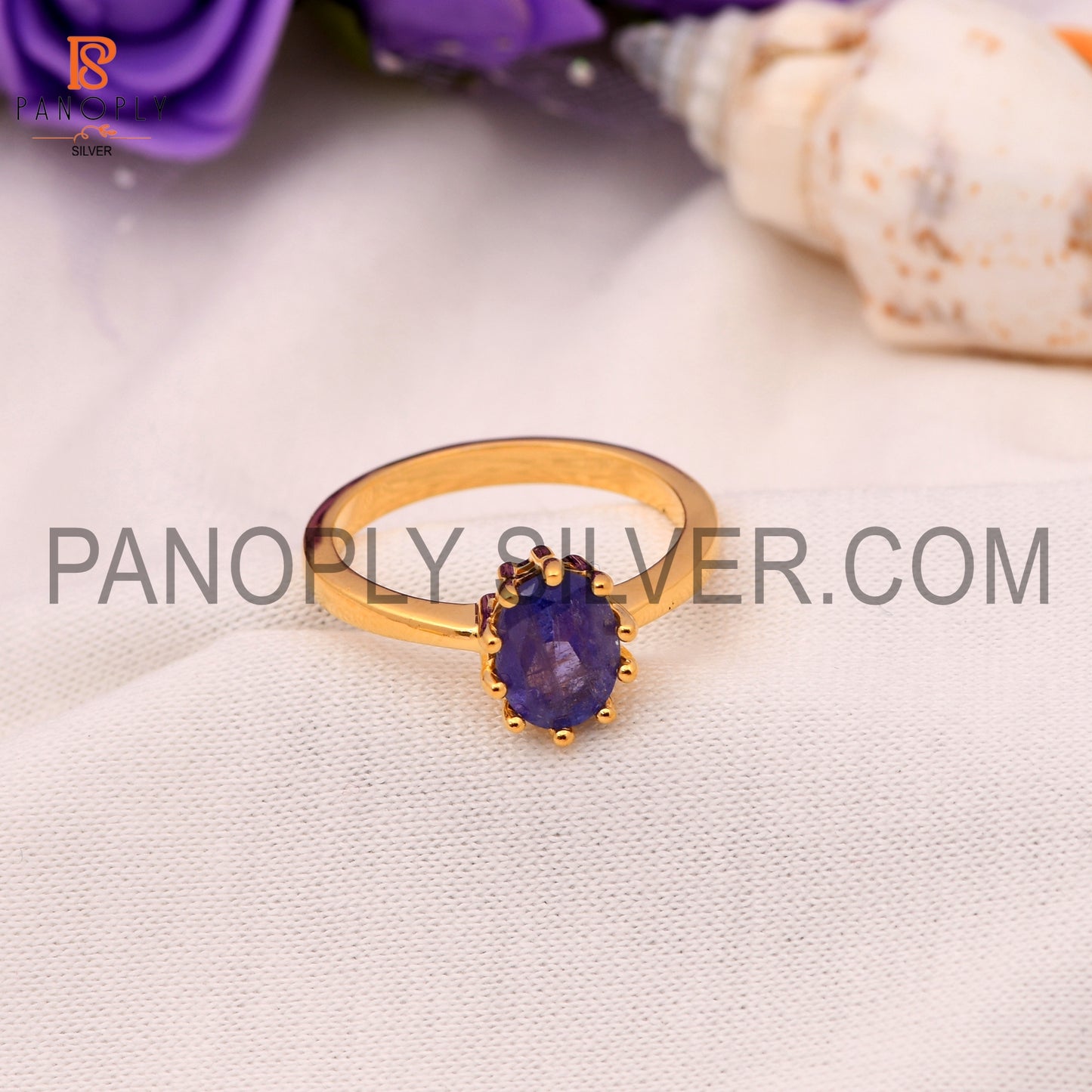 925 Quality Tanzanite Prong Set Gold Rings For Women