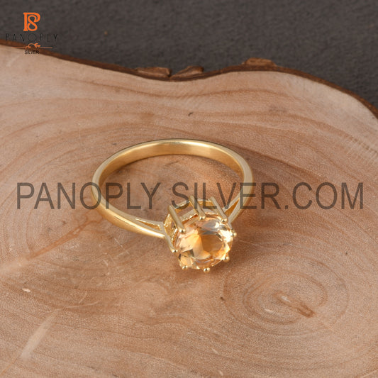 Citrine 18K Gold Plated 925 Silver Rings