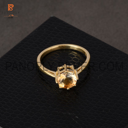 Citrine 18K Gold Plated 925 Silver Rings