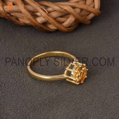 Citrine 18K Gold Plated 925 Silver Rings