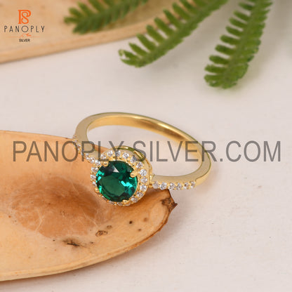 Lab Created Emerald & CZ Studded Gift Finger Ring