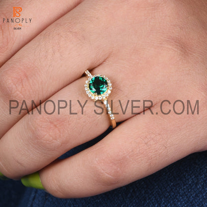 Lab Created Emerald & CZ Studded Gift Finger Ring