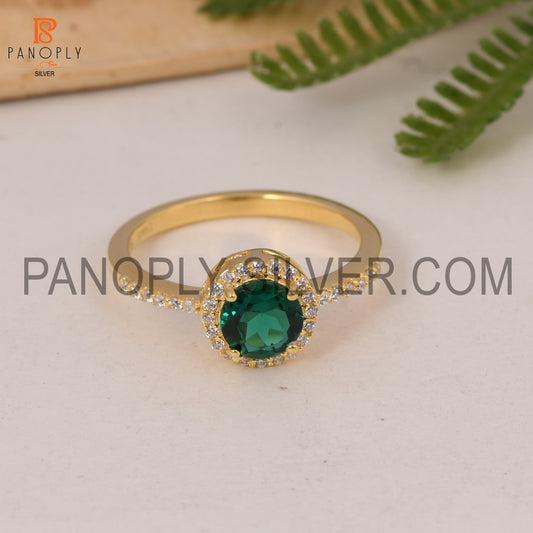 Lab Created Emerald & CZ Studded Gift Finger Ring