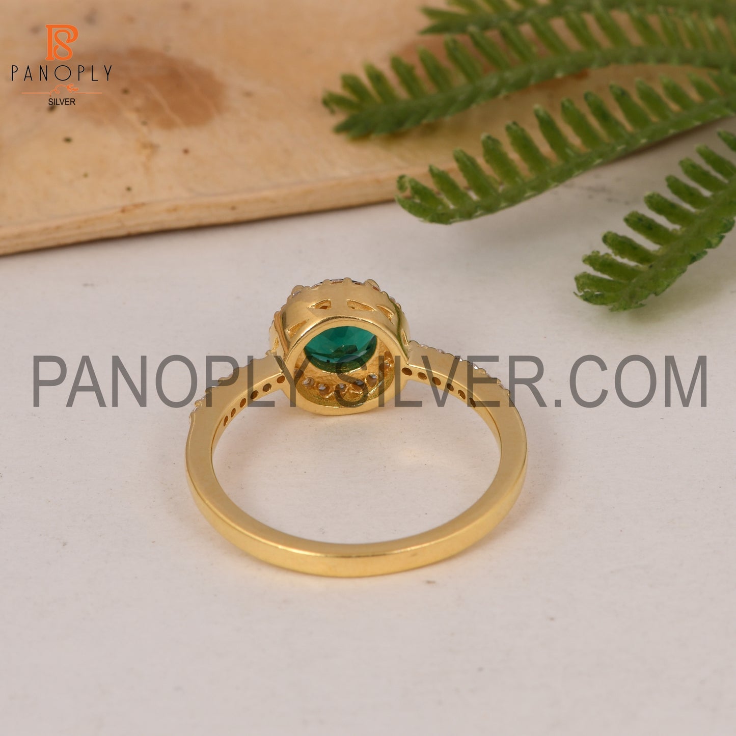 Lab Created Emerald & CZ Studded Gift Finger Ring