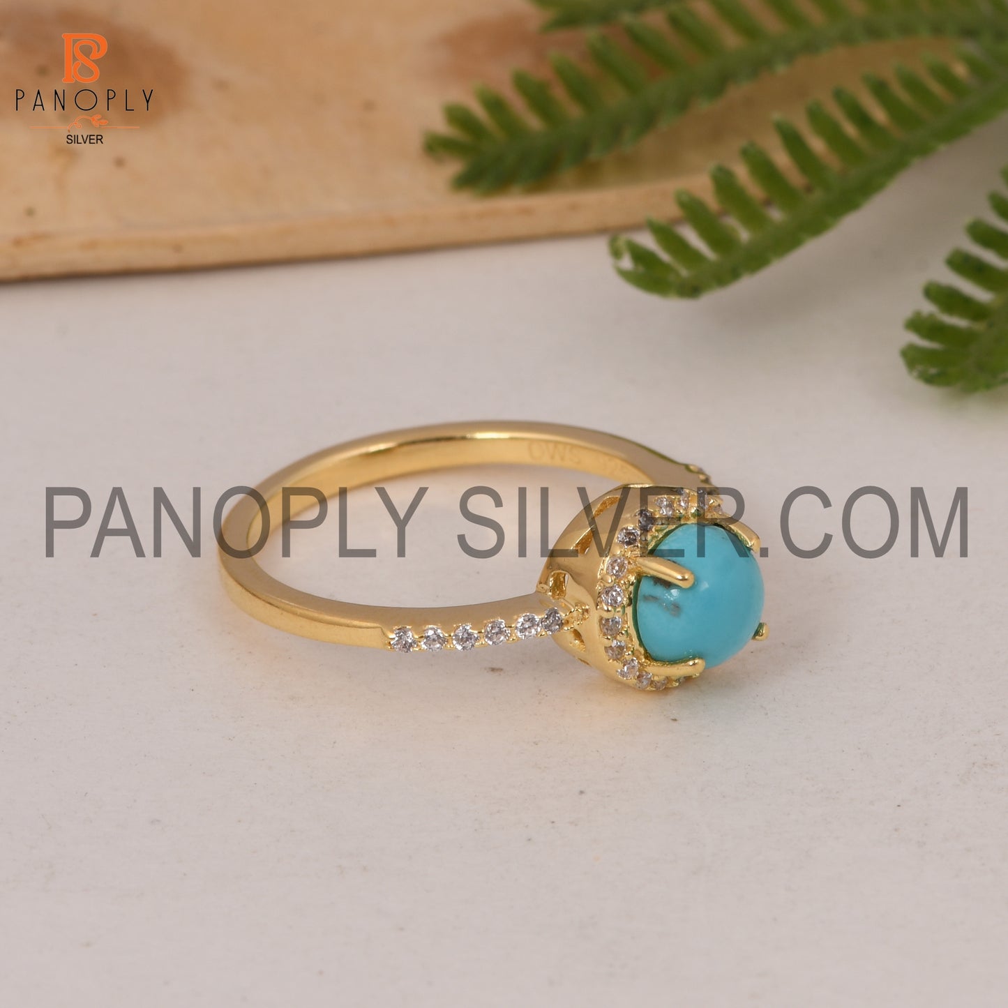 Arizona Turquoise & CZ Studded Ring Gift For Wedding