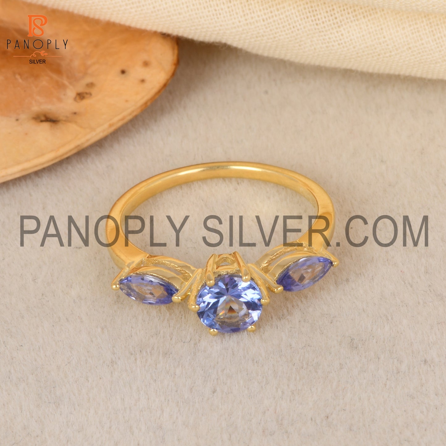 Tanzanite Gems 18k Gold Plated Wedding For Girls Ring