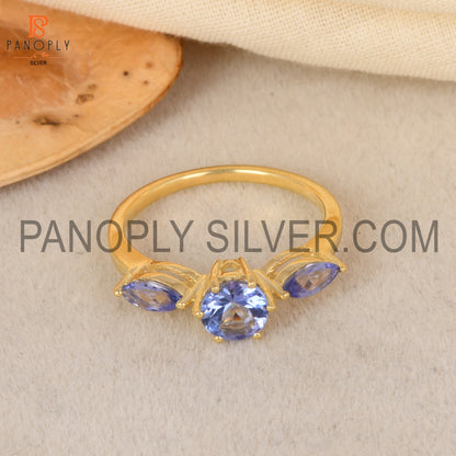 Tanzanite Gems 18k Gold Plated Wedding For Girls Ring