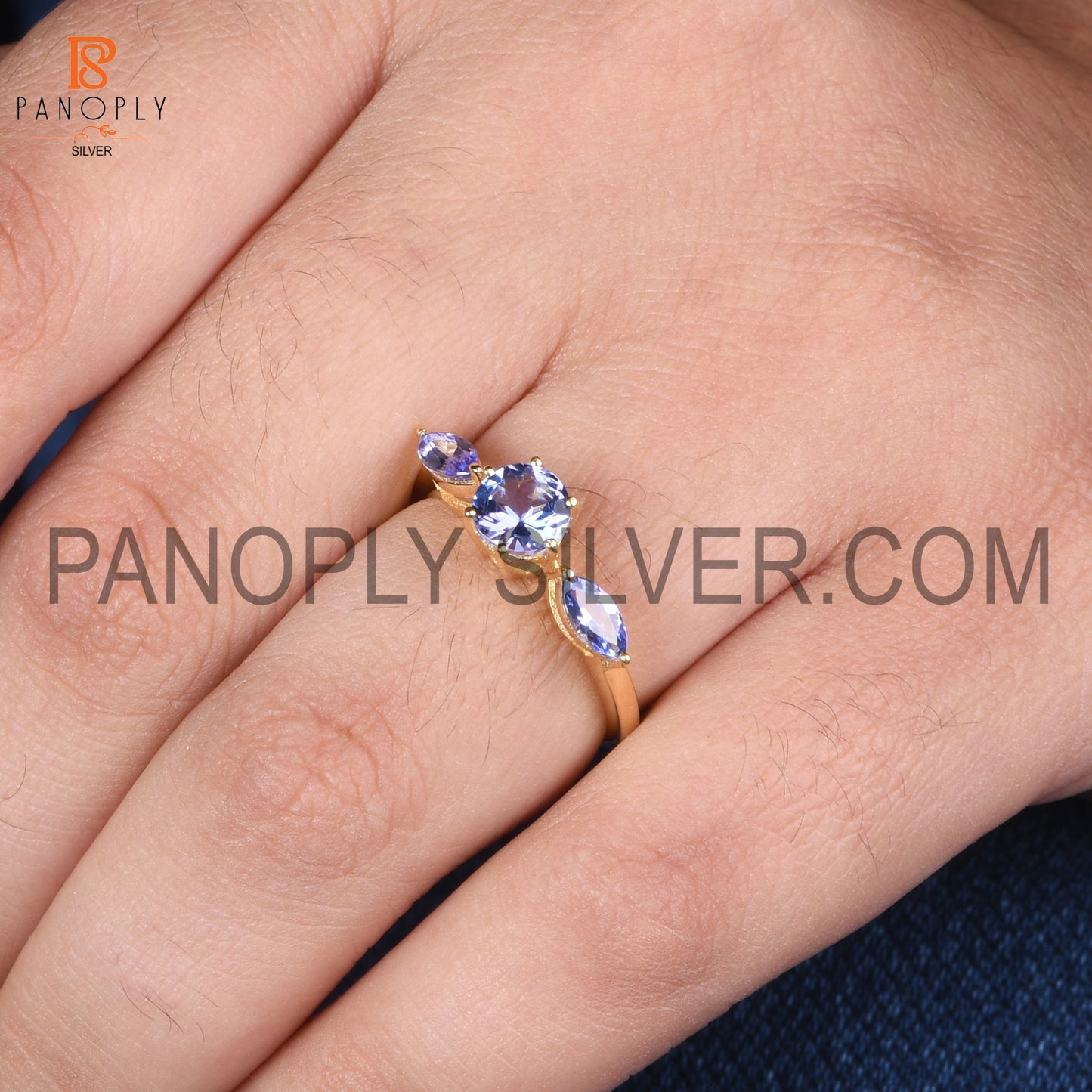Tanzanite Gems 18k Gold Plated Wedding For Girls Ring