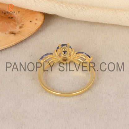 Tanzanite Gems 18k Gold Plated Wedding For Girls Ring