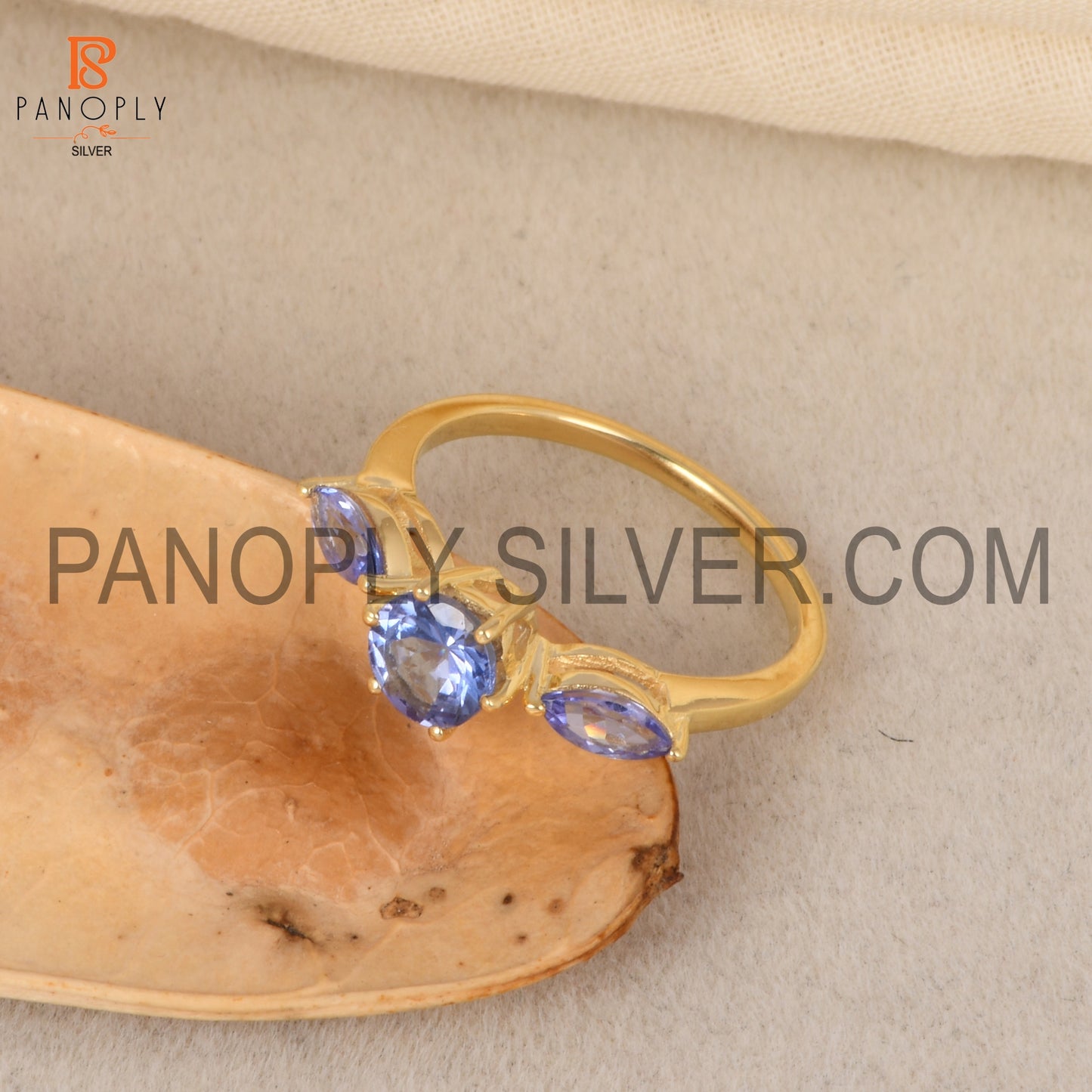 Tanzanite Gems 18k Gold Plated Wedding For Girls Ring