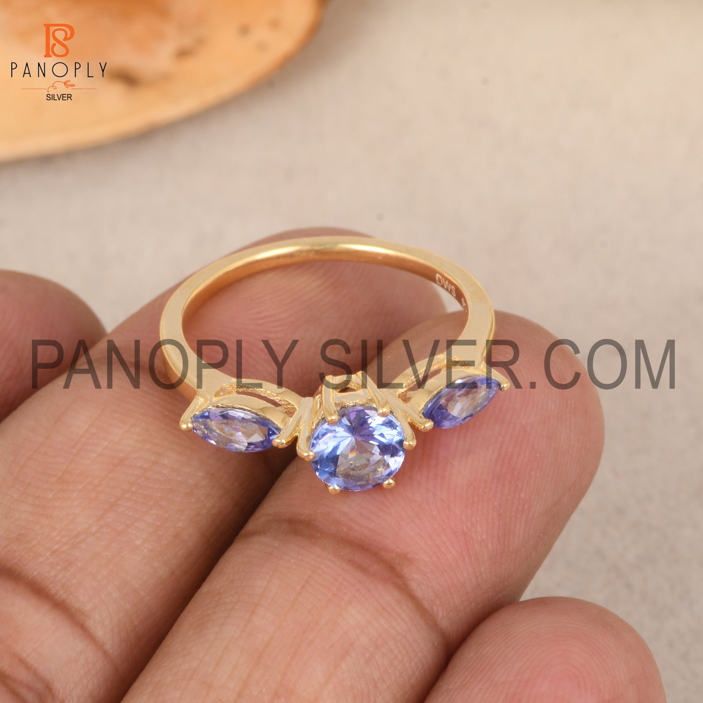 Tanzanite Gems 18k Gold Plated Wedding For Girls Ring