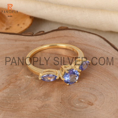 Tanzanite Gems 18k Gold Plated Wedding For Girls Ring