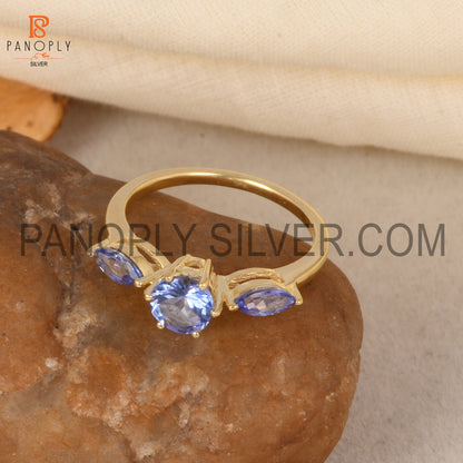 Tanzanite Gems 18k Gold Plated Wedding For Girls Ring