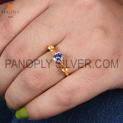 Gemstone 18k Gold Plated Engagement For Girls Ring