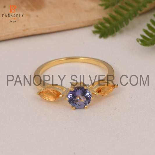 Gemstone 18k Gold Plated Engagement For Girls Ring