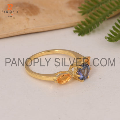 Gemstone 18k Gold Plated Engagement For Girls Ring